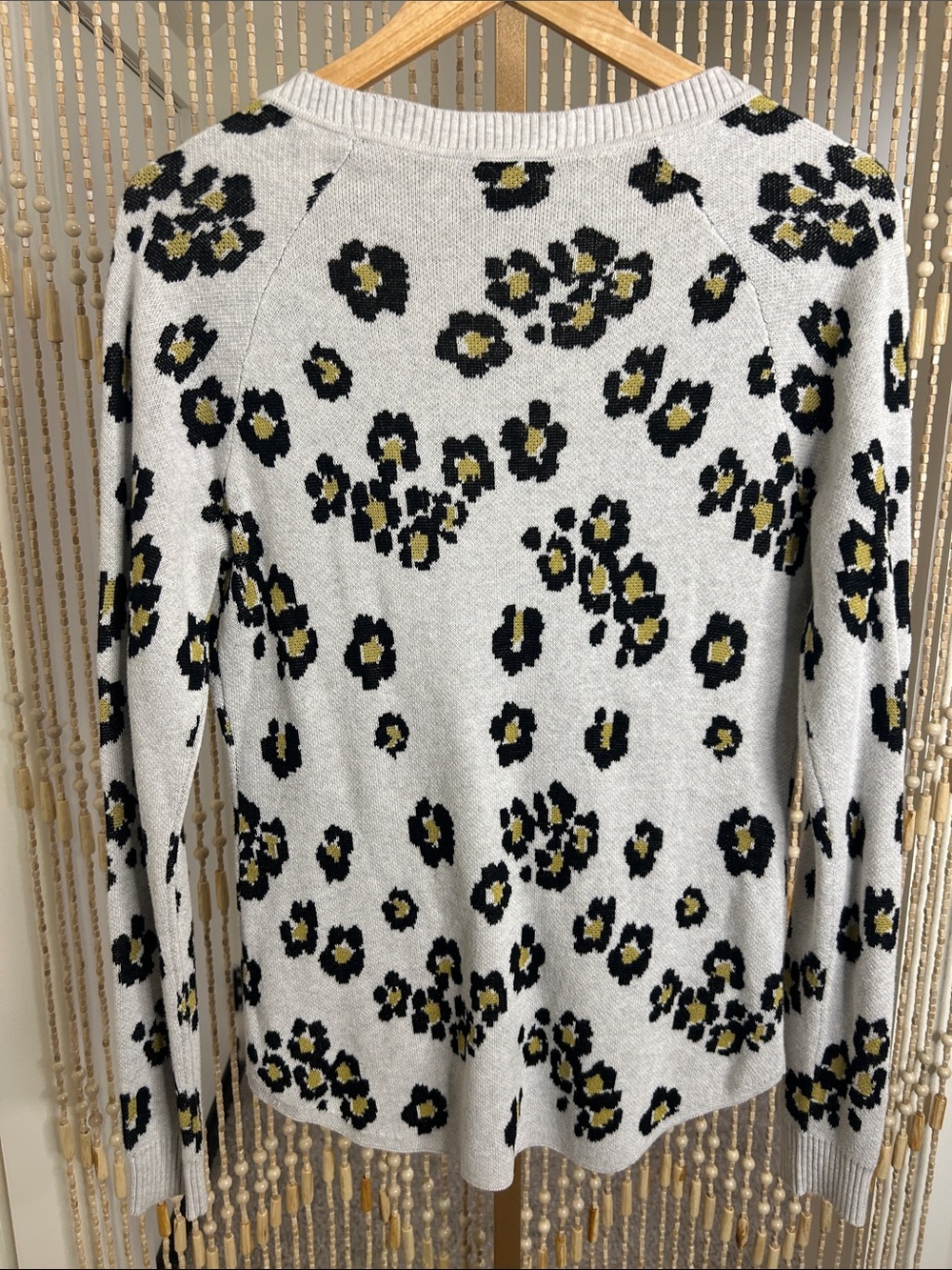CAbi Gray Leopard-Print V-Neck Cardigan with Black and Olive Spots - Picture 6 of 7